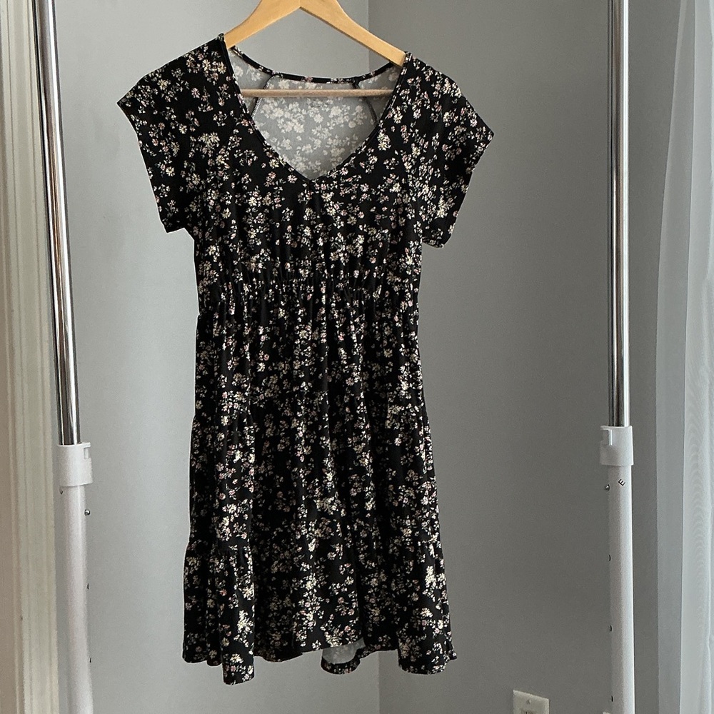 No Boundaries Black Floral Dress
